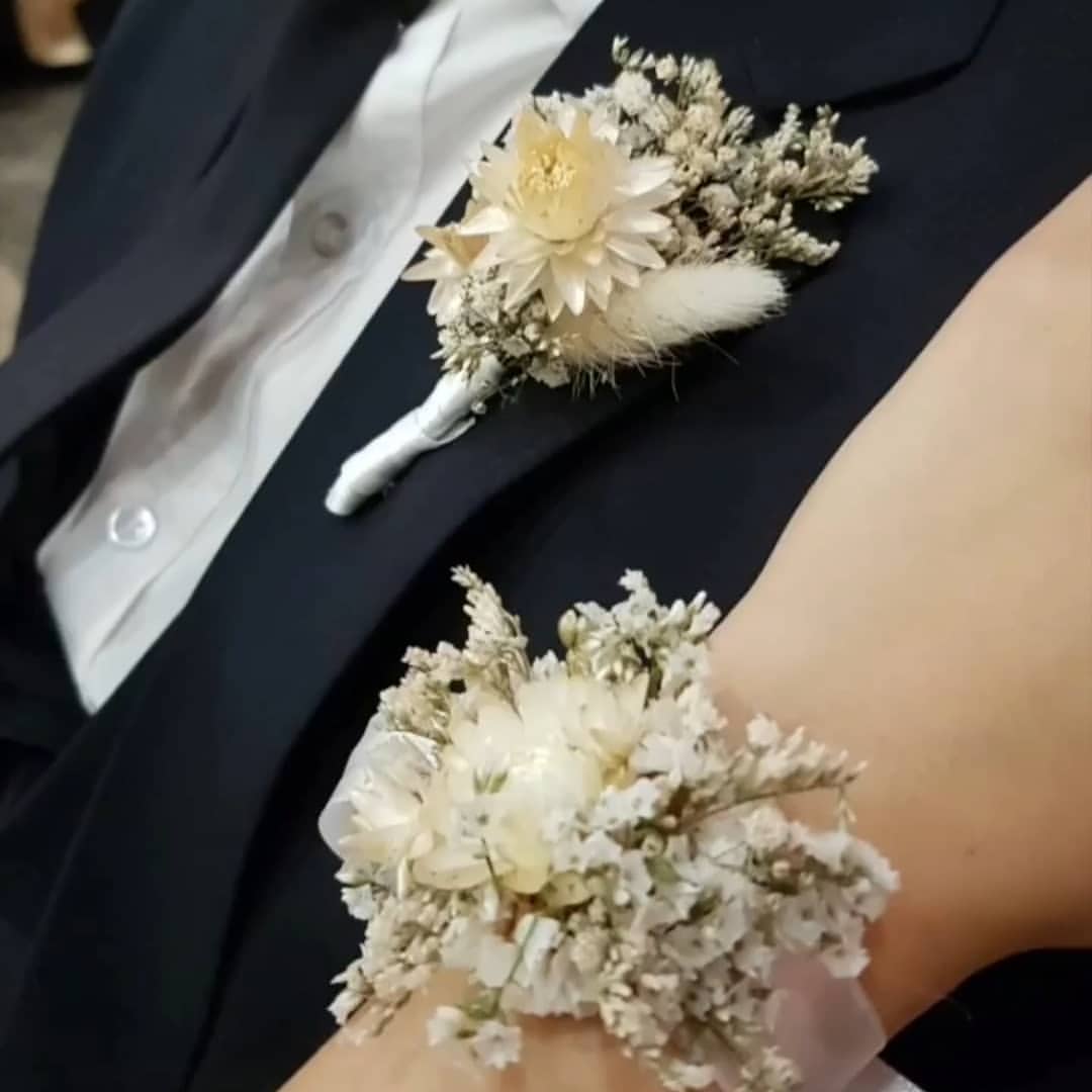 Wrist Corsage & Boutonniere Set