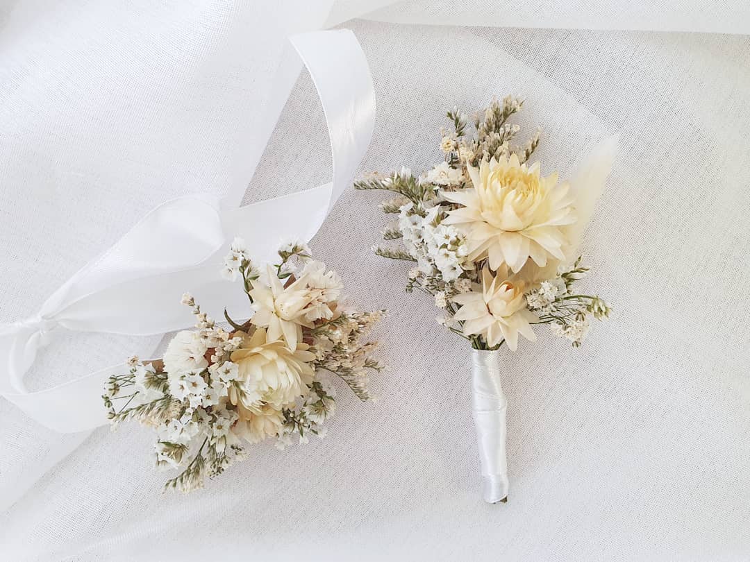 Wrist Corsage & Boutonniere Set