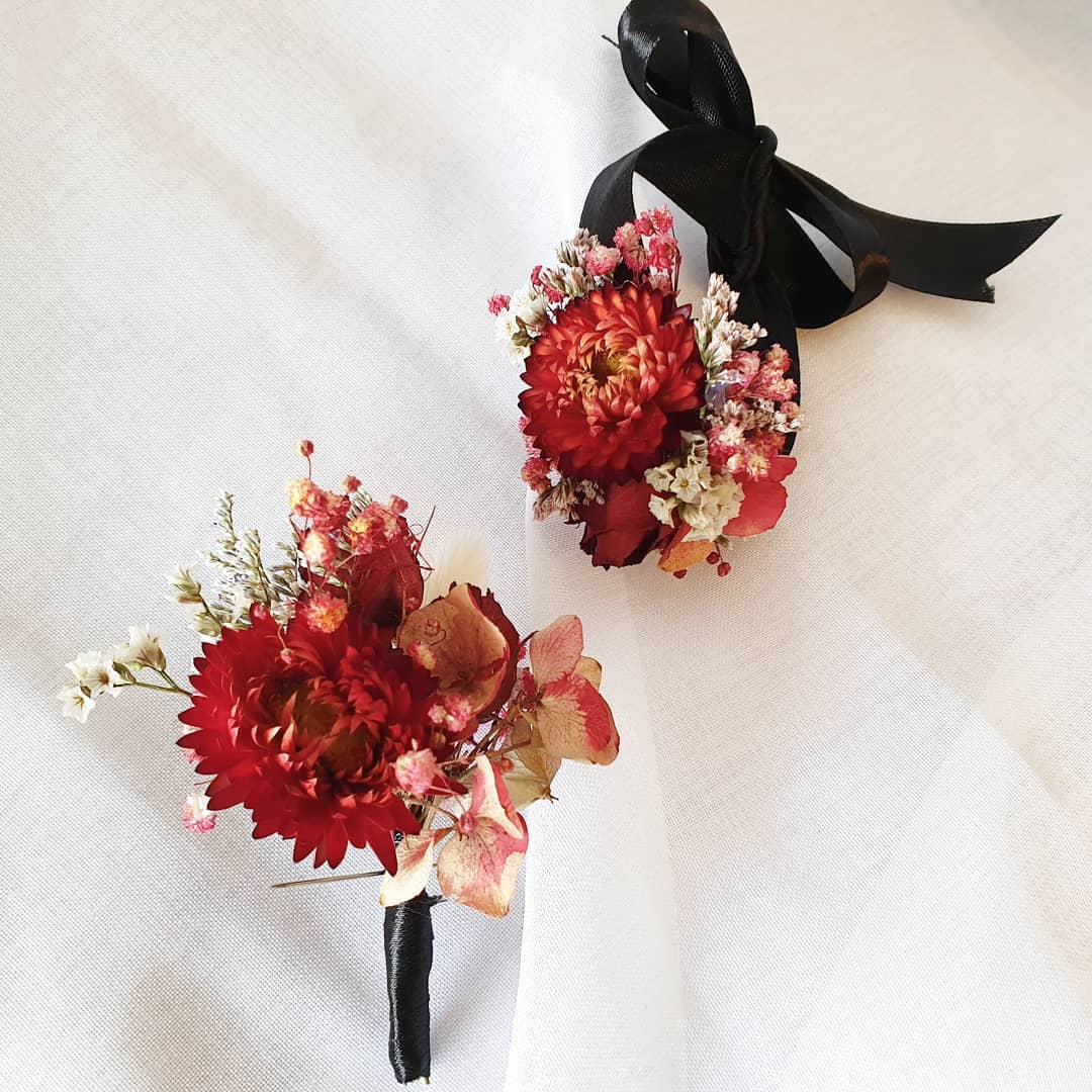 Wrist Corsage & Boutonniere Set
