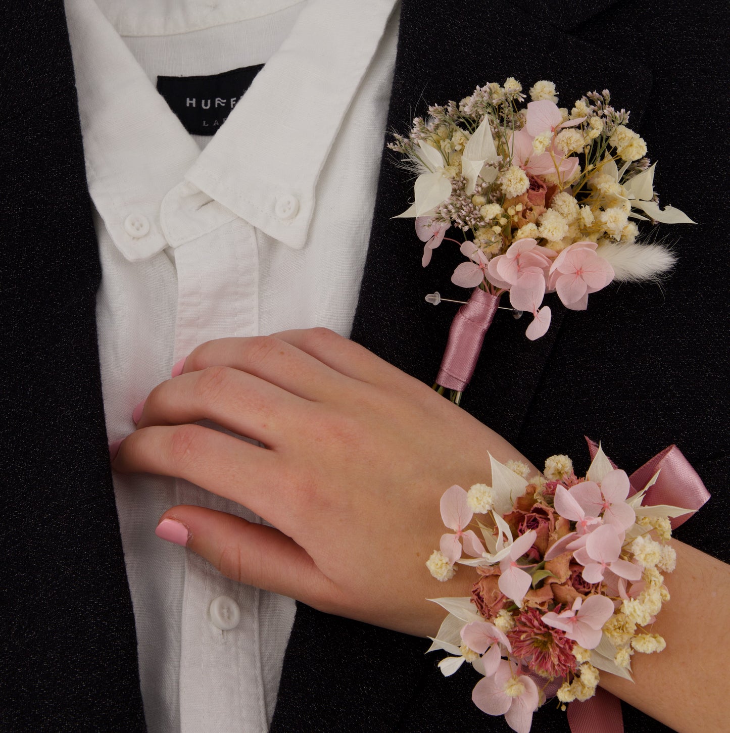 Wrist Corsage & Boutonniere Set